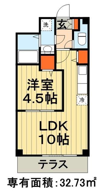 アクアスウィル千葉(1LDK/4階)の間取り写真