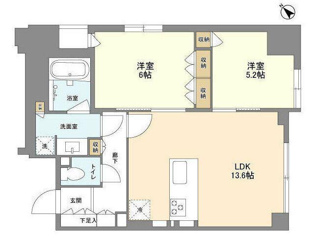 LASANTE五反田(2LDK/10階)の間取り写真