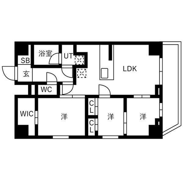 エスグランデ大島ガーデンテラス(3LDK/8階)の間取り写真
