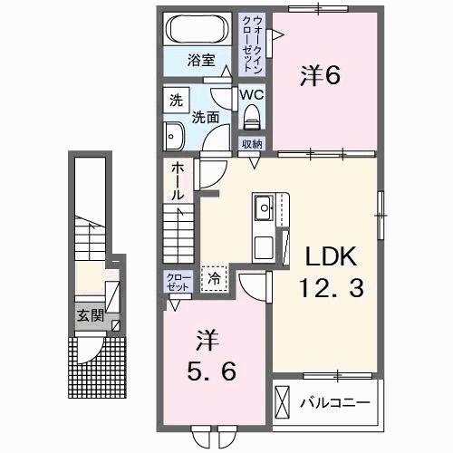 クララボージャ A(2LDK/2階)の間取り写真