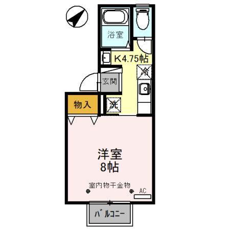 コム サ デ セジュールII(1K/2階)の間取り写真