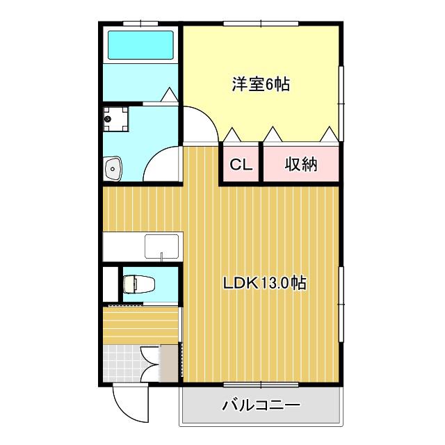 ウエストMINIONI(1LDK/2階)の間取り写真
