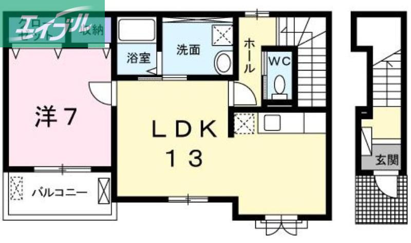 ミューカルム(1LDK/2階)の間取り写真