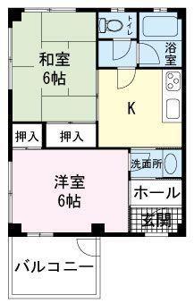 リデンテ南町(2DK/2階)の間取り写真
