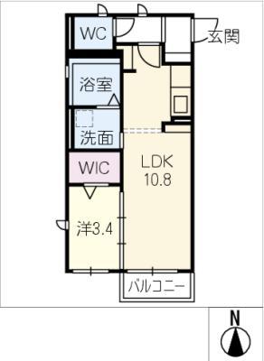 CASA楓(1LDK/2階)の間取り写真