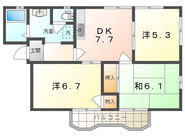 フレグランス若葉(3DK/2階)の間取り写真