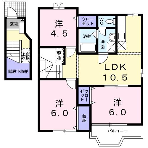 ピュア リブ D(3LDK/2階)の間取り写真