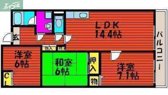 ラフィーネ住吉(3LDK/3階)の間取り写真