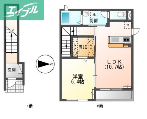 フェアリー大前A棟(1LDK/2階)の間取り写真