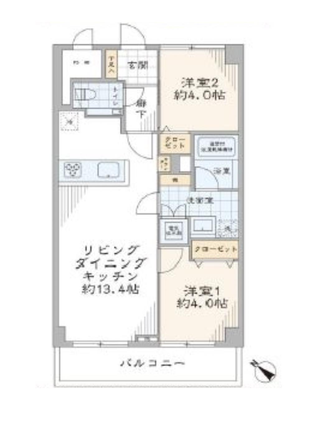 ライオンズガーデン池田山(2LDK/5階)の間取り写真