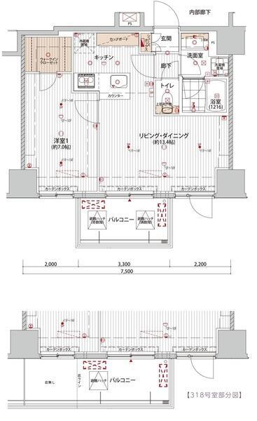 プレシャスハーモニー八王子(1LDK/10階)の間取り写真