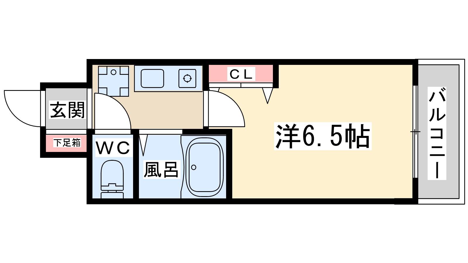 ホープシティー天神橋(1K/13階)の間取り写真