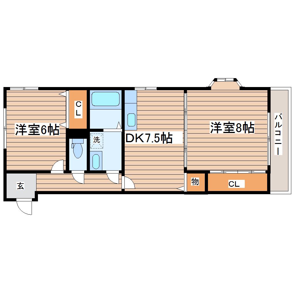 パークスST(2DK/2階)の間取り写真