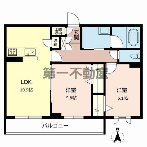 シャルマン コート(2LDK/2階)の間取り写真