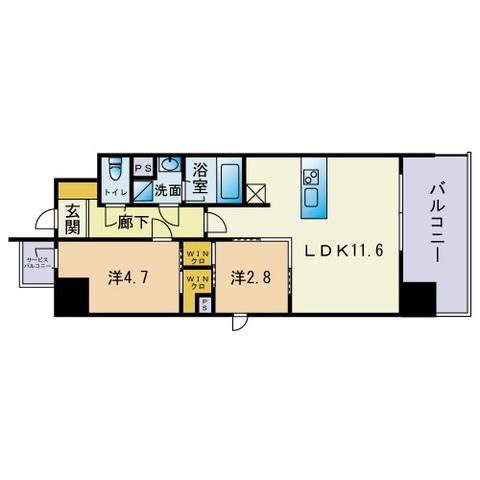 AIFLAT吉塚駅前(2LDK/3階)の間取り写真