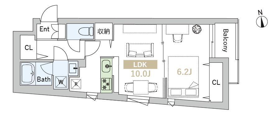 GRANDUO三軒茶屋9(1LDK/3階)の間取り写真