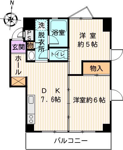 メゾン内藤(2DK/3階)の間取り写真