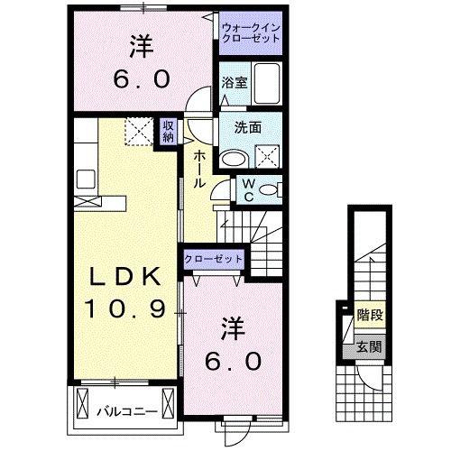 ティ アーモ ドゥーエ(2LDK/2階)の間取り写真