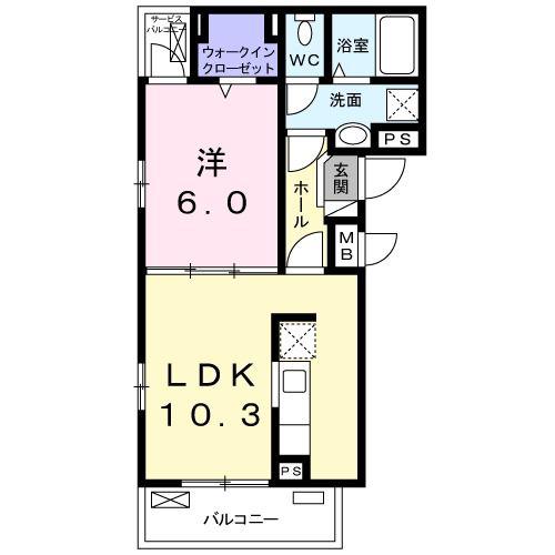 クリスタルメゾン しらかば(1LDK/3階)の間取り写真