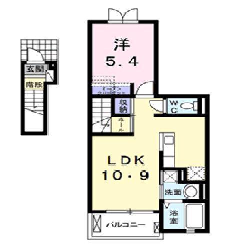 H&Sコンフォートテラス(1LDK/2階)の間取り写真