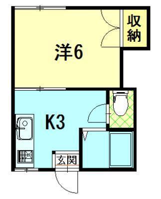 タウニィコスモ(1K/2階)の間取り写真