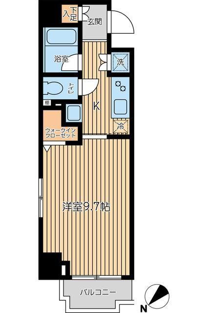 CITY SPIRE蔵前(1K/6階)の間取り写真