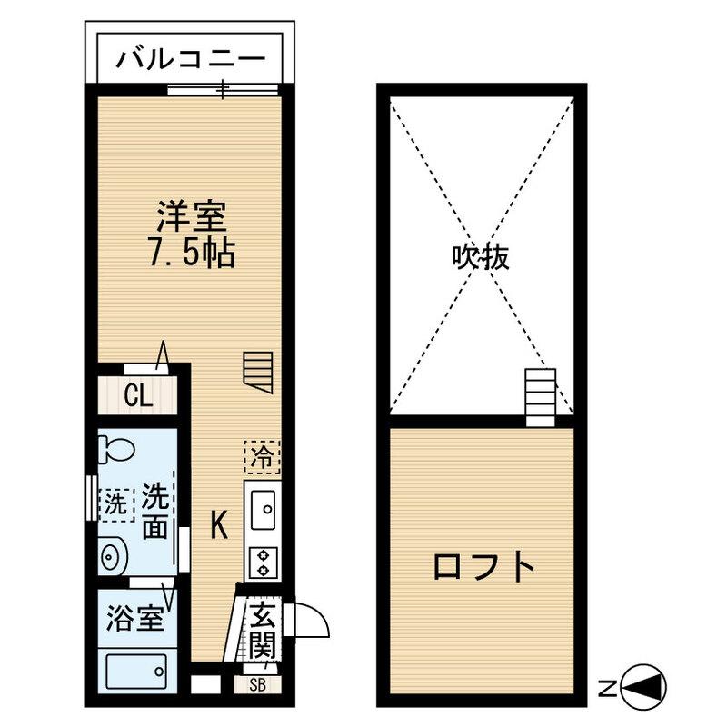 FOUR LEAF(ワンルーム/2階)の間取り写真