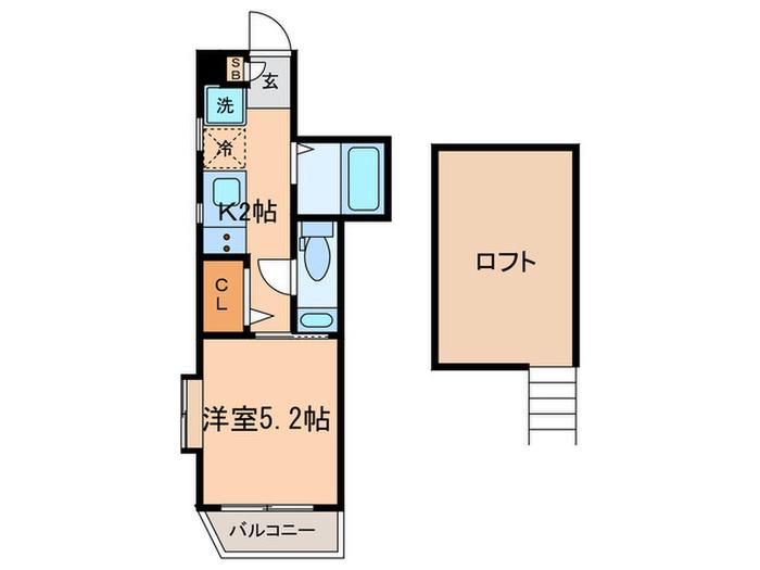ピア経堂(1K/2階)の間取り写真