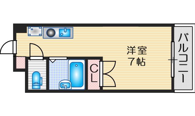 プレリュード江坂(ワンルーム/3階)の間取り写真