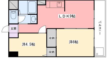 インタービレッジ西夢前台(2LDK/4階)の間取り写真