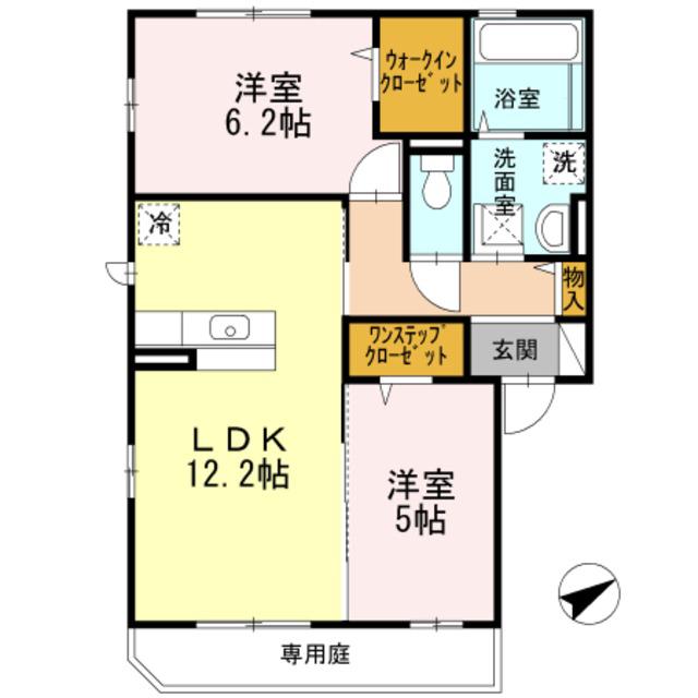 サニーハイツ柳田(2LDK/1階)の間取り写真
