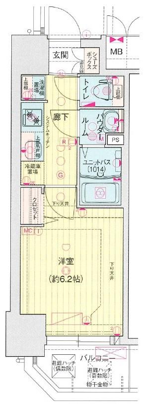プレサンス三宮セントウエル(1K/8階)の間取り写真