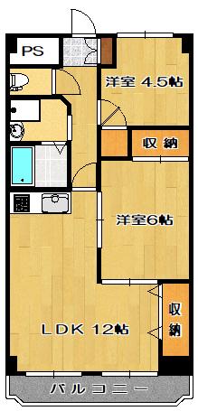 泉が丘ハイツ 1(2LDK/4階)の間取り写真