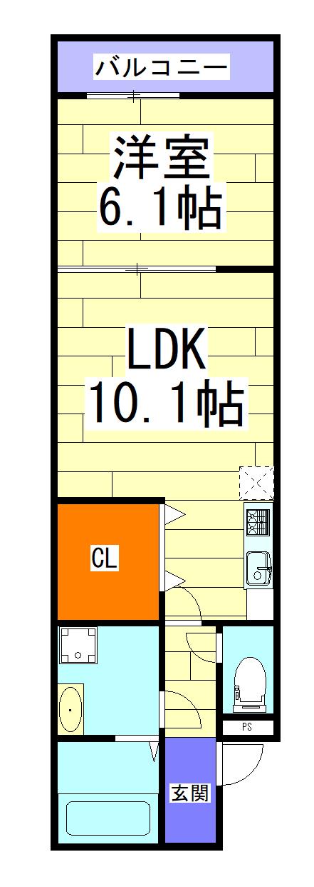 フジパレスなんばウエスト(1LDK/1階)の間取り写真