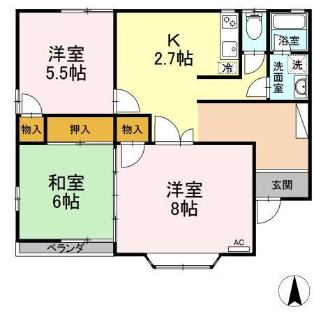 タンジコーポラス(3K/1階)の間取り写真