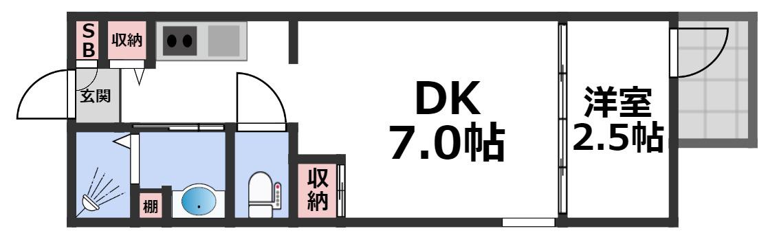 リエゾンコート大今里(1DK/3階)の間取り写真