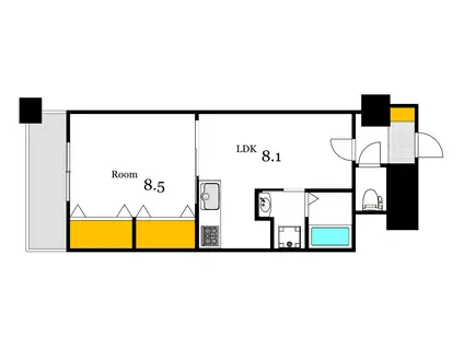 並木ウイング(1LDK/6階)の間取り写真