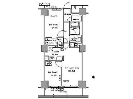 PARK AXIS 豊洲(2LDK/7階)の間取り写真