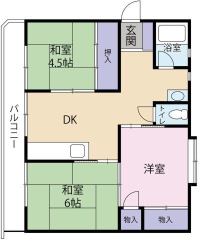 平野マンション(3DK/3階)の間取り写真