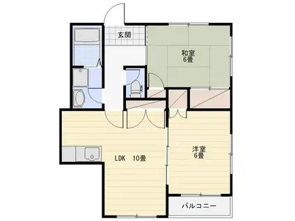 尾野スカイハイツ3(2LDK/1階)の間取り写真
