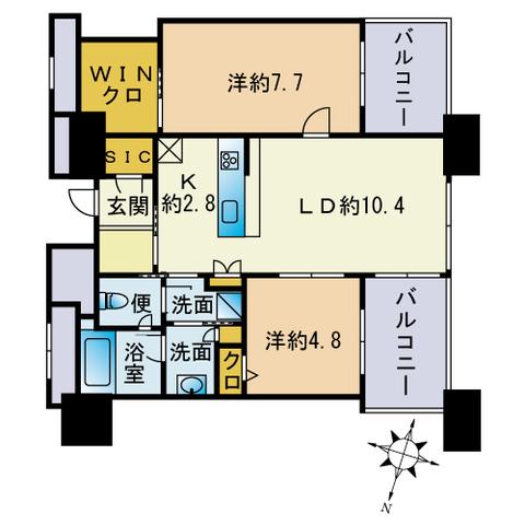アイランドシティ オーシャン&フォレストタワーレジデンスイースト(2LDK/29階)の間取り写真