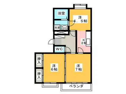 サンライトカネ井(3K/2階)の間取り写真