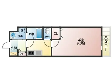 アリーバ古室(1K/2階)の間取り写真