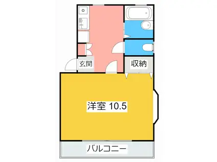 ニシケンハイム(1K/2階)の間取り写真