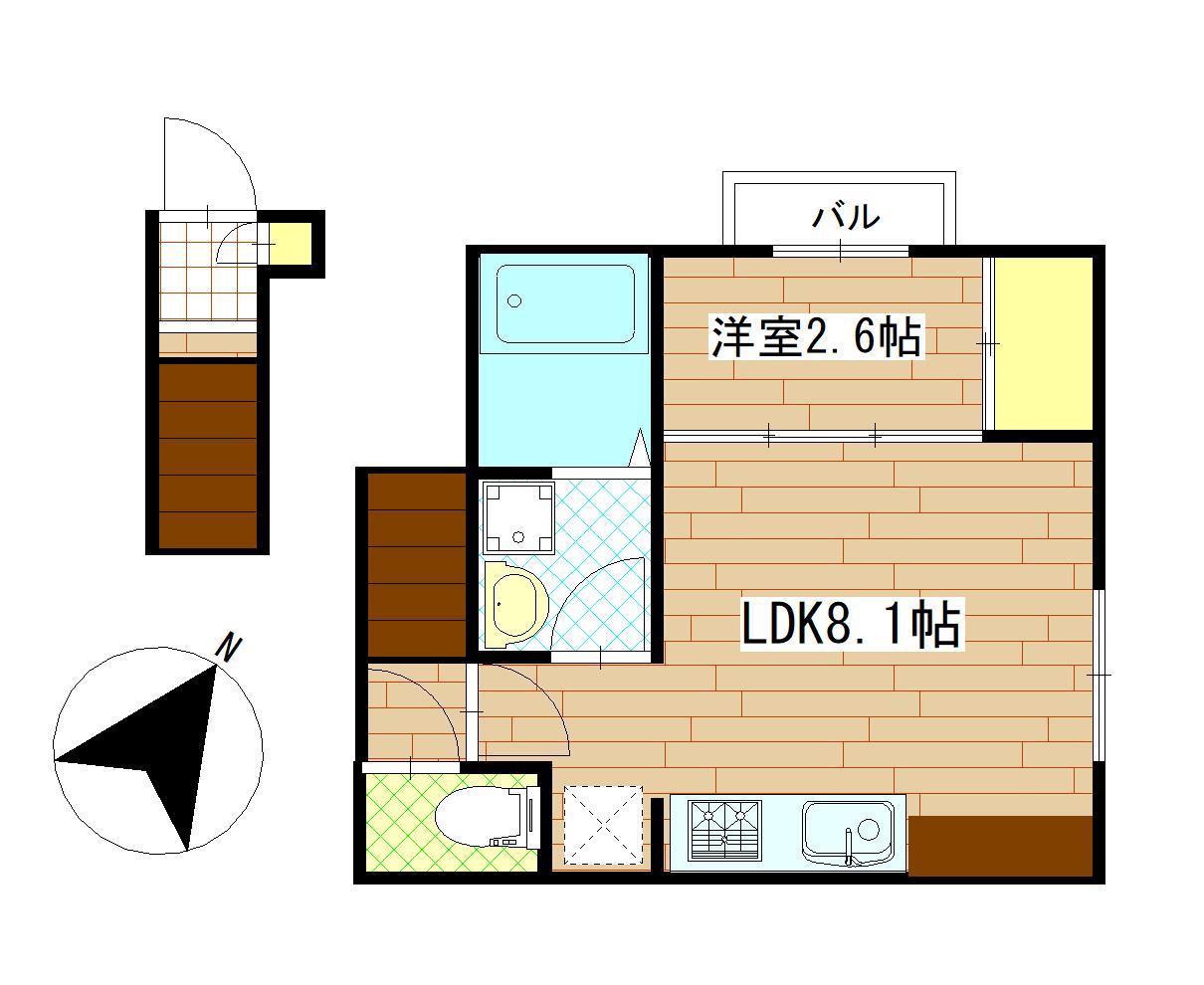 LIBRA COURT東仙台(1LDK/2階)の間取り写真
