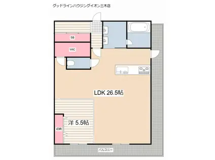 朝日プラザ三木自由が丘本町(1LDK/4階)の間取り写真