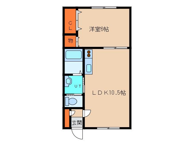 ジャスティ五稜郭2番館(1LDK/2階)の間取り写真