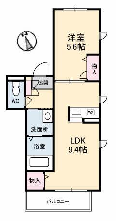 エトワール御船(1LDK/4階)の間取り写真