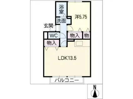 プレジールミズノ(1LDK/2階)の間取り写真