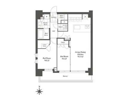クレストコート白金高輪(1LDK/10階)の間取り写真